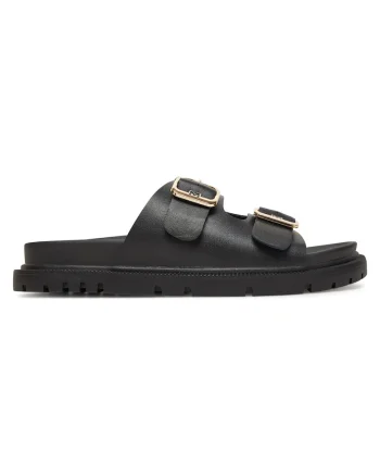 Papuci dama,  piele naturala, negru