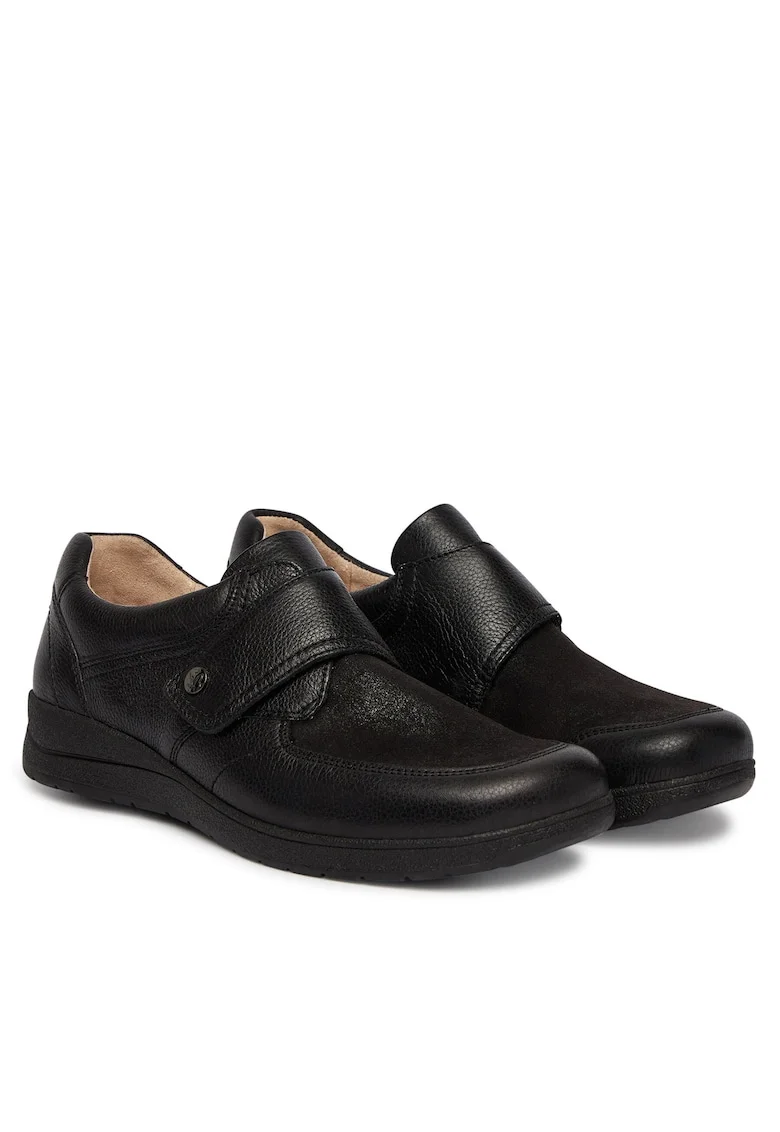 Pantofi pentru dama,  piele naturala, negru, sistem inchidere Velcro
