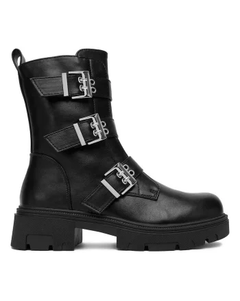 Botine dama,  material sintetic, negru, inchidere cu fermoar, interior izolat termic,