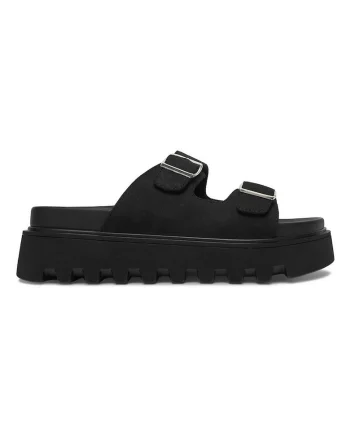 Papuci dama,  sintetic, talpa groasa, negru