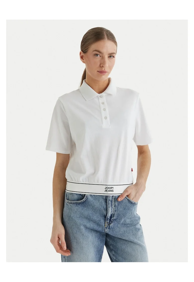 Tricou dama,  alb, bumbac/poliester/elastan