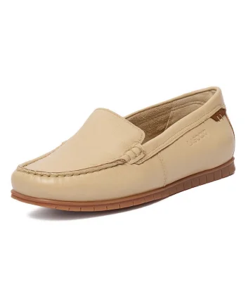 Mocasini de dama,  de piele naturala, bej