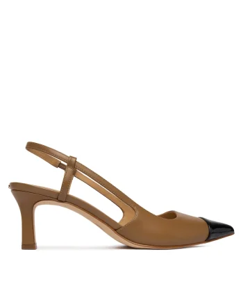 Pantofi dama,  stiletto, maro/negru, piele naturala