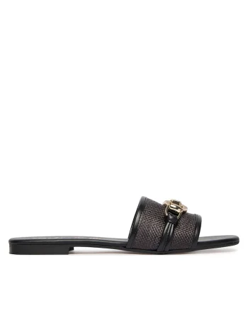 Papuci dama,  piele ecologica, negru