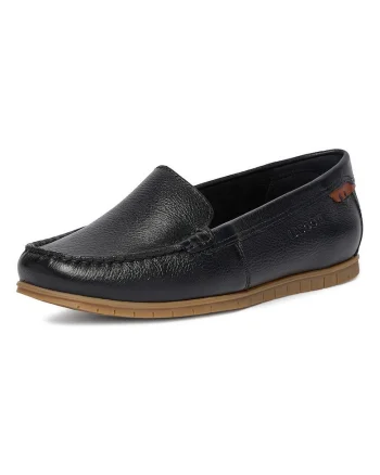 Mocasini dama,  piele naturala, negru, talpa maro