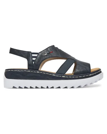 Sandale dama,  piele ecologica, confortabile, bleumarin