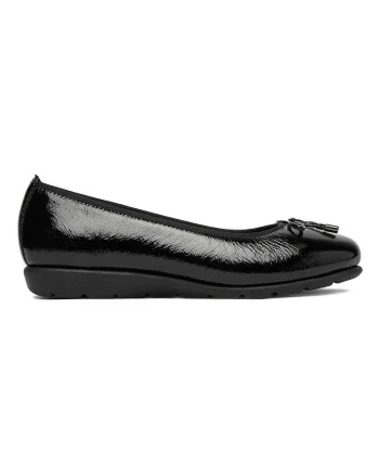 Balerini dama,  piele naturala, negru, tocul pana