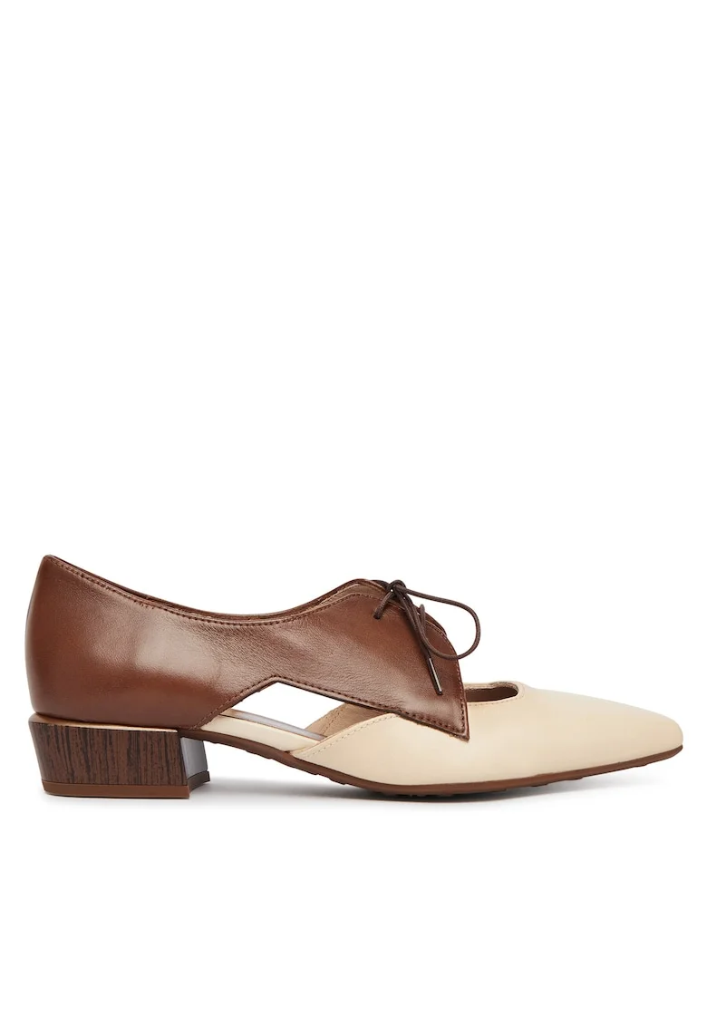 Pantofi dama,  piele naturala, maro/bej