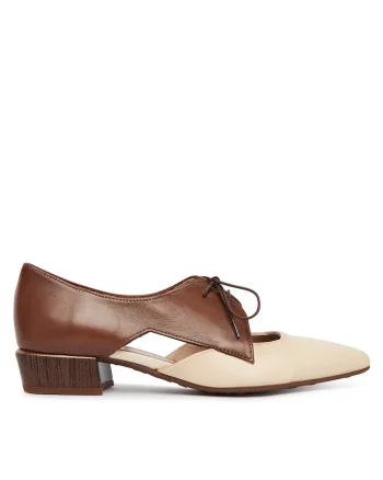 Pantofi dama,  piele naturala, maro/bej