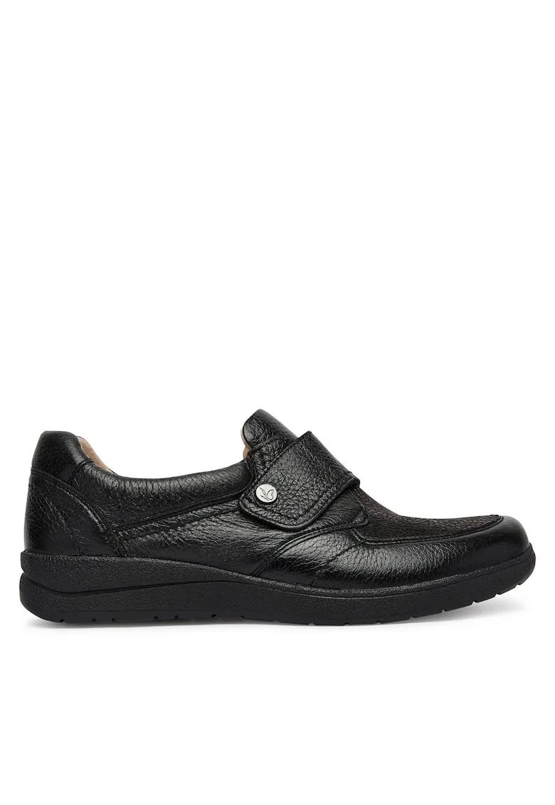 Pantofi dama,  piele naturala, negru, sistem inchidere Velcro