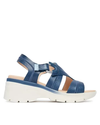 Sandale dama,  piele naturala, albastru, sistem inchidere Velcro