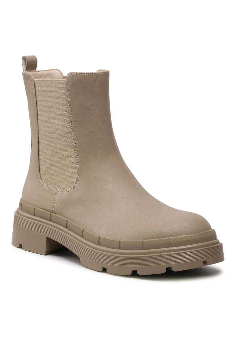 Botine dama,  piele ecologica, bej, 36 EU,