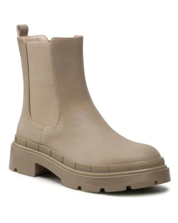 Botine dama,  piele ecologica, bej, 36 EU,