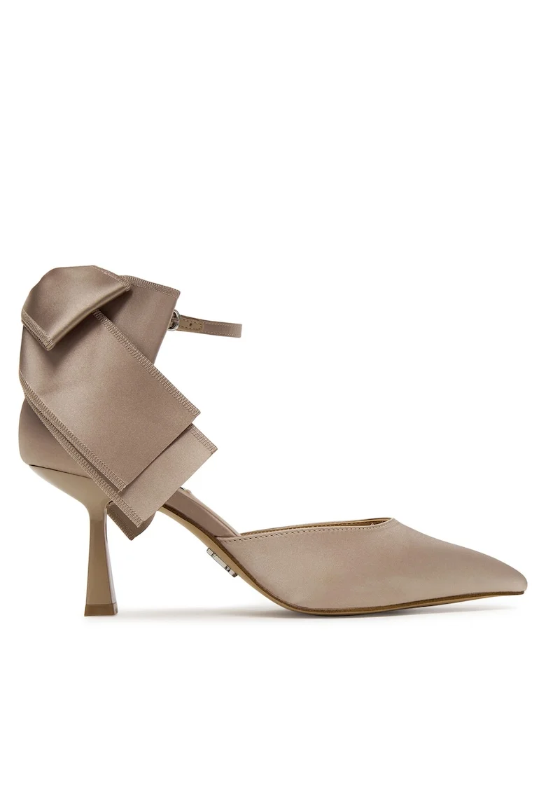 Pantofi dama,  stiletto, bej, textil