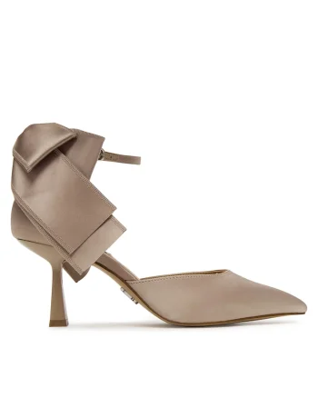 Pantofi dama,  stiletto, bej, textil