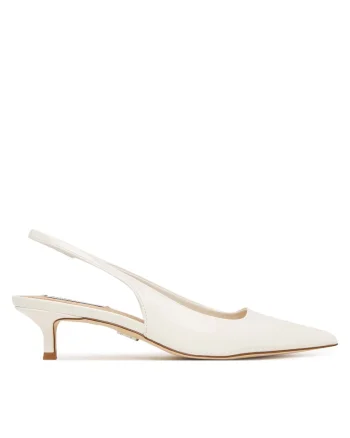Pantofi dama,  toc stiletto, alb, piele ecologica