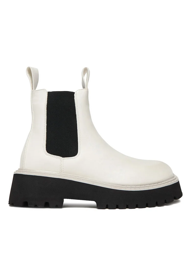 Botine femeie,  material textil, alb