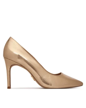 Pantofi dama,  stiletto, auriu, piele ecologica