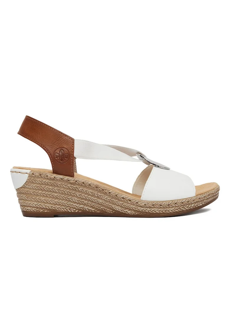 Sandale dama,  piele ecologica, alb/maro