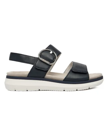 Sandale dama,  piele naturala, bleumarin, sistem inchidere Velcro