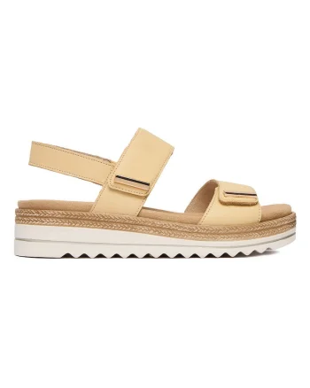 Sandale dama,  piele naturala, galben, inchidere velcro