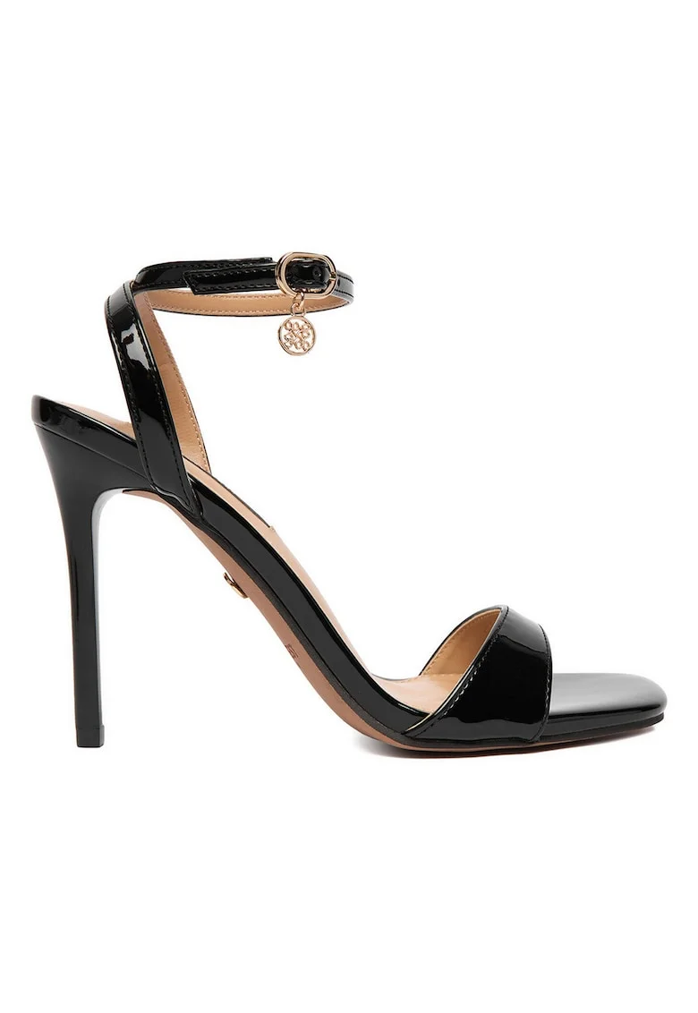Sandale dama,  stiletto, negru, sintetic