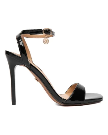 Sandale dama,  stiletto, negru, sintetic
