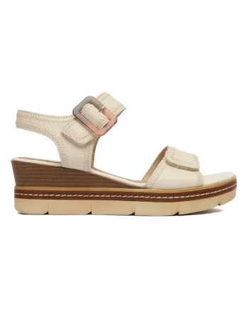 Sandale dama  piele naturala, bej, inchidere velcro