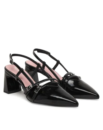 Pantofi dama,  toc clasic, negru, piele ecologica