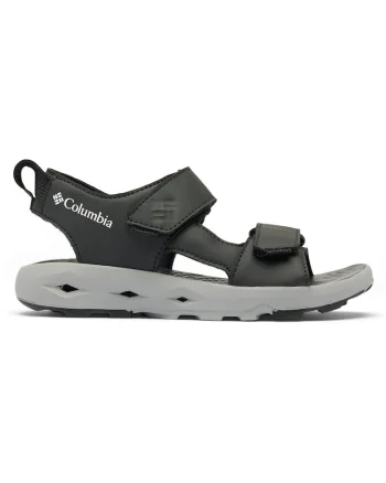 Sandale unisex,  piele ecologica, negru/gri, sistem inchidere Velcro