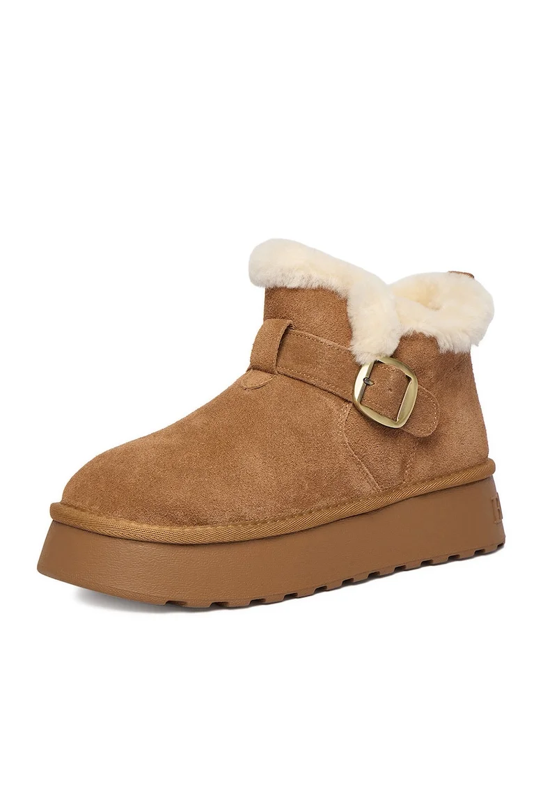 Cizme dama,  piele naturala, flatform, maro,