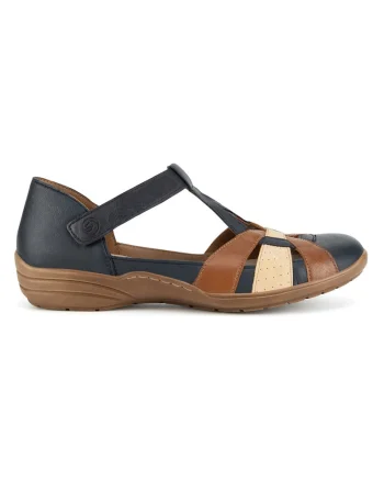 Sandale dama,  piele naturala, multicolor, inchidere Velcro