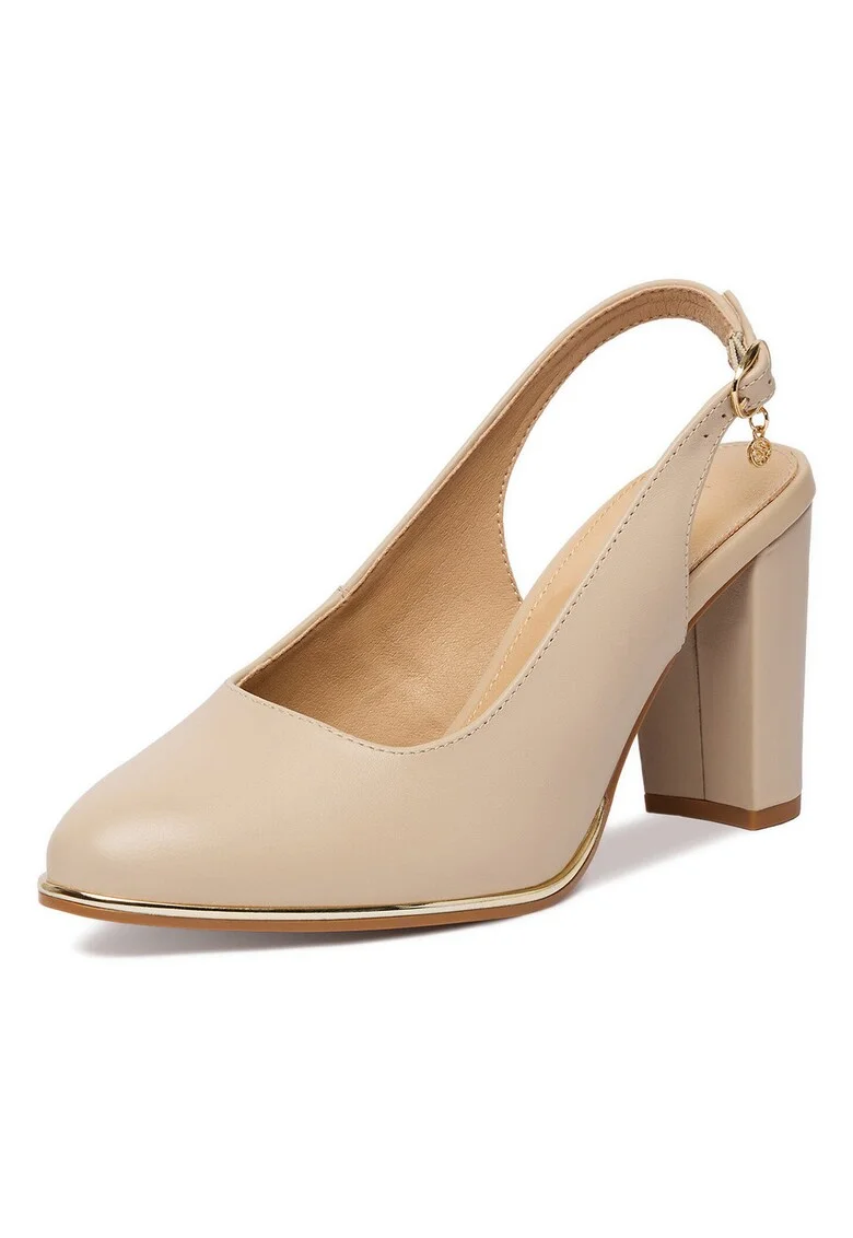 Pantofi dama,  piele naturala, toc clasic, bej
