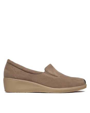 Mocasini dama,  piele nubuc, cu platforma, maro