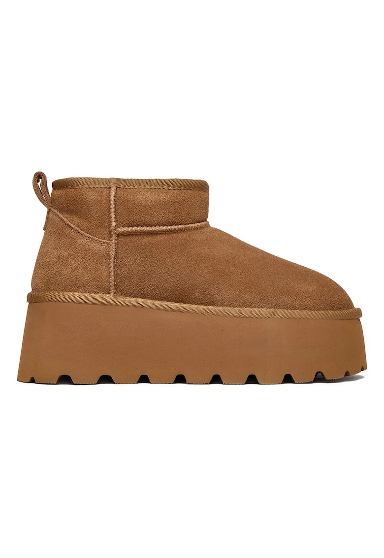 Cizme de zapada,  piele naturala, flatform, maro