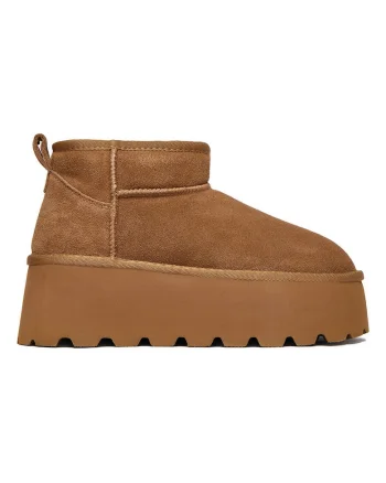 Cizme de zapada,  piele naturala, flatform, maro