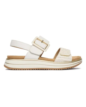 Sandale de dama  piele naturala, alb, inchidere velcro