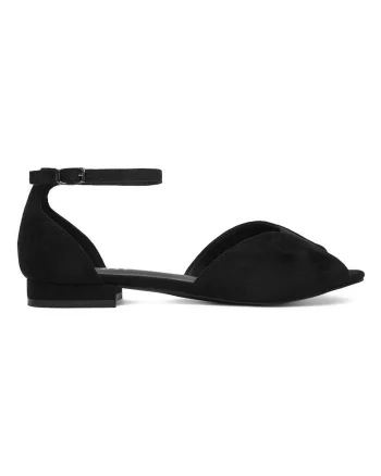Sandale dama,  material textil, negru, curea reglabila