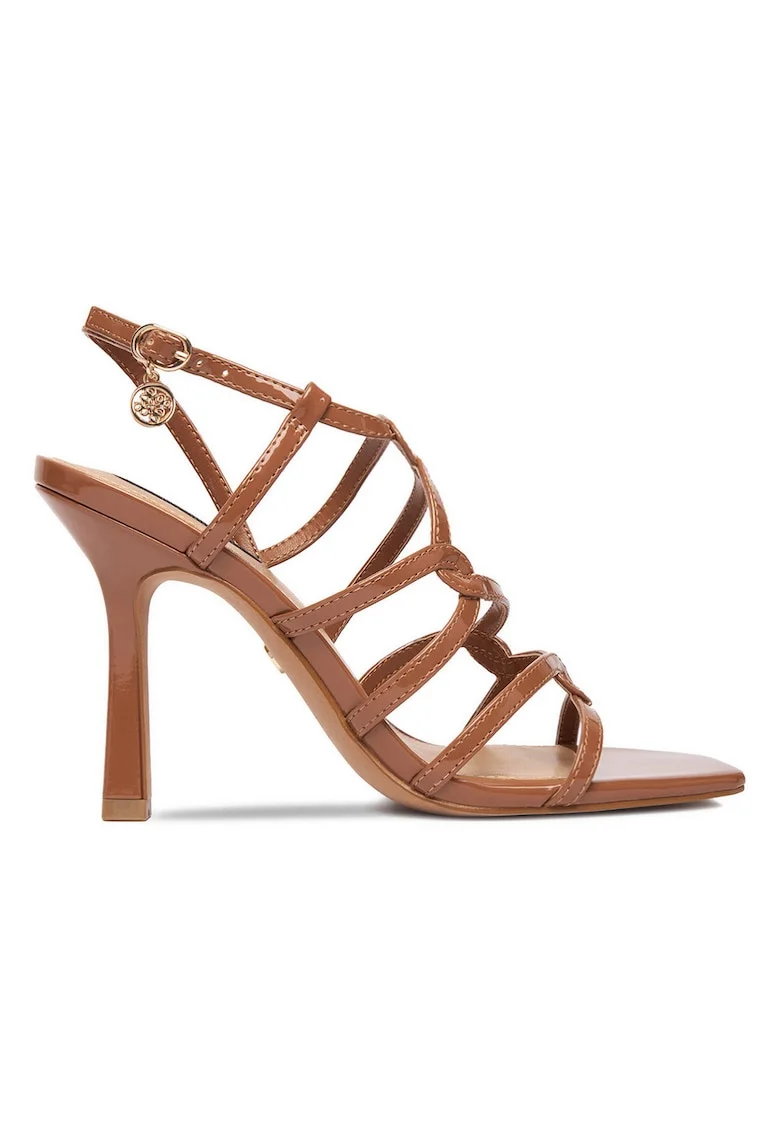 Sandale dama,  stiletto, piele ecologica, maro