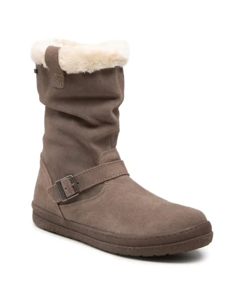 Cizme Fete,  piele naturala, gri, fermoar, material sintetic,