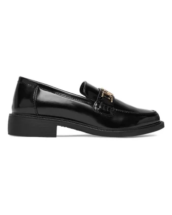 Mocasini dama,  piele ecologica, negru, cu toc mic