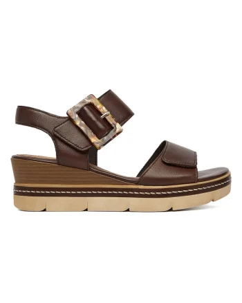 Sandale dama,  piele naturala, velcro, maro