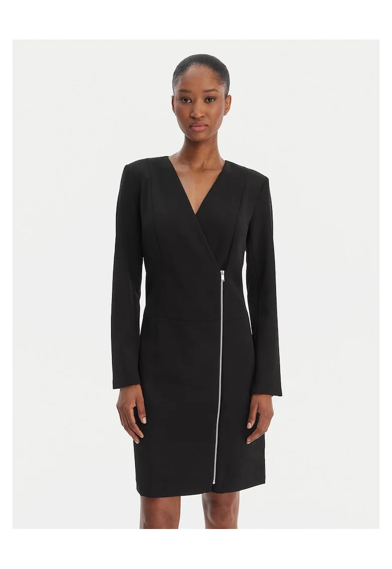 Rochie de cocktail,  neagra, poliester, fermoar
