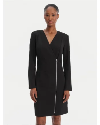 Rochie de cocktail,  neagra, poliester, fermoar