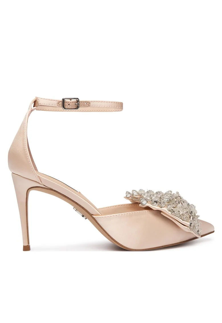 Pantofi dama,  stiletto, roz, textil/sintetic