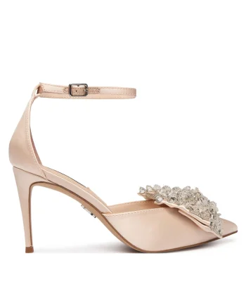 Pantofi dama,  stiletto, roz, textil/sintetic