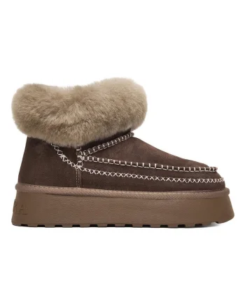 Cizme dama,  din piele naturala, flatform, culoare maro