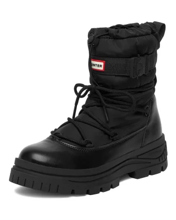 Cizme de zapada dama,  flatform, fermoar, negru, material textil