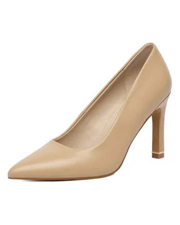 Pantofi pentru dama,  stiletto, bej, piele naturala