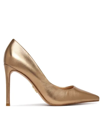 Pantofi dama,  stiletto, auriu, piele naturala